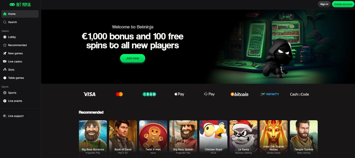 Betninja landingspagina beste online casino zonder registratie